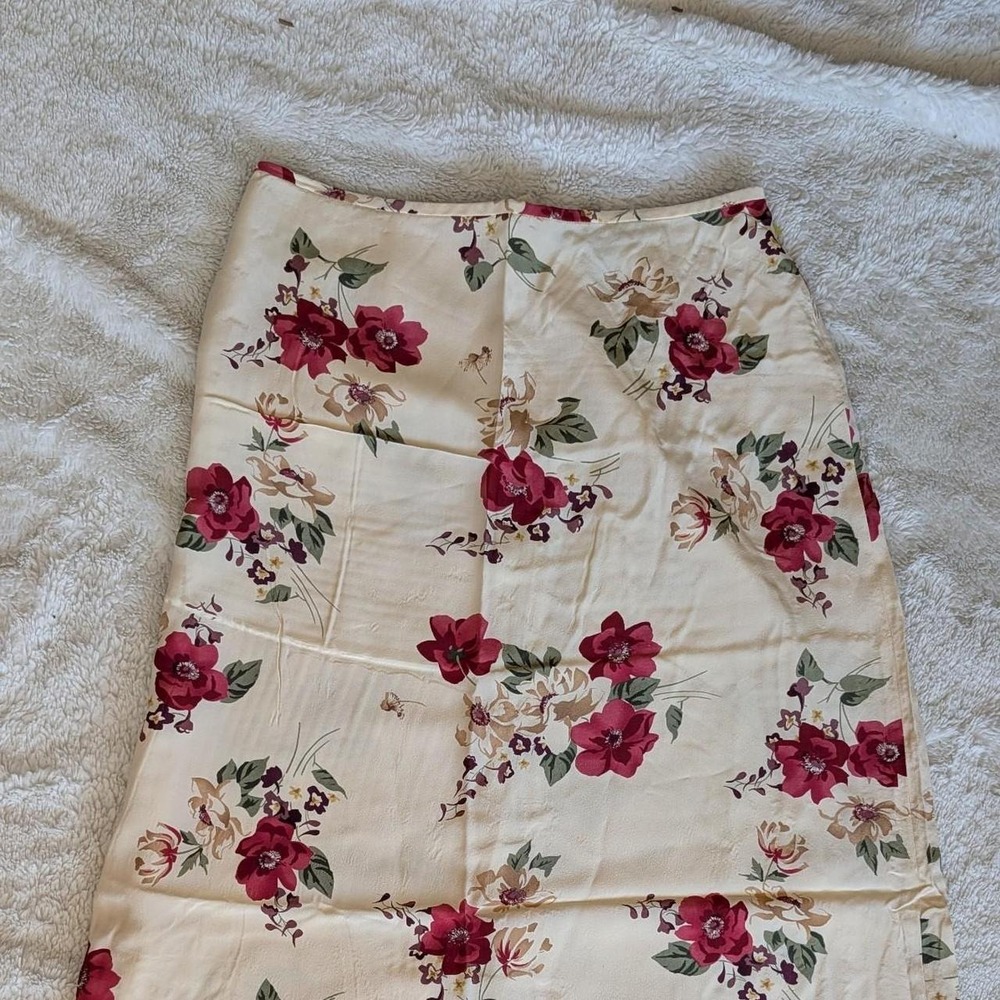 Vintage Y2K fairy core Cottage Core Josephine Chau floral silk skirt Size 8